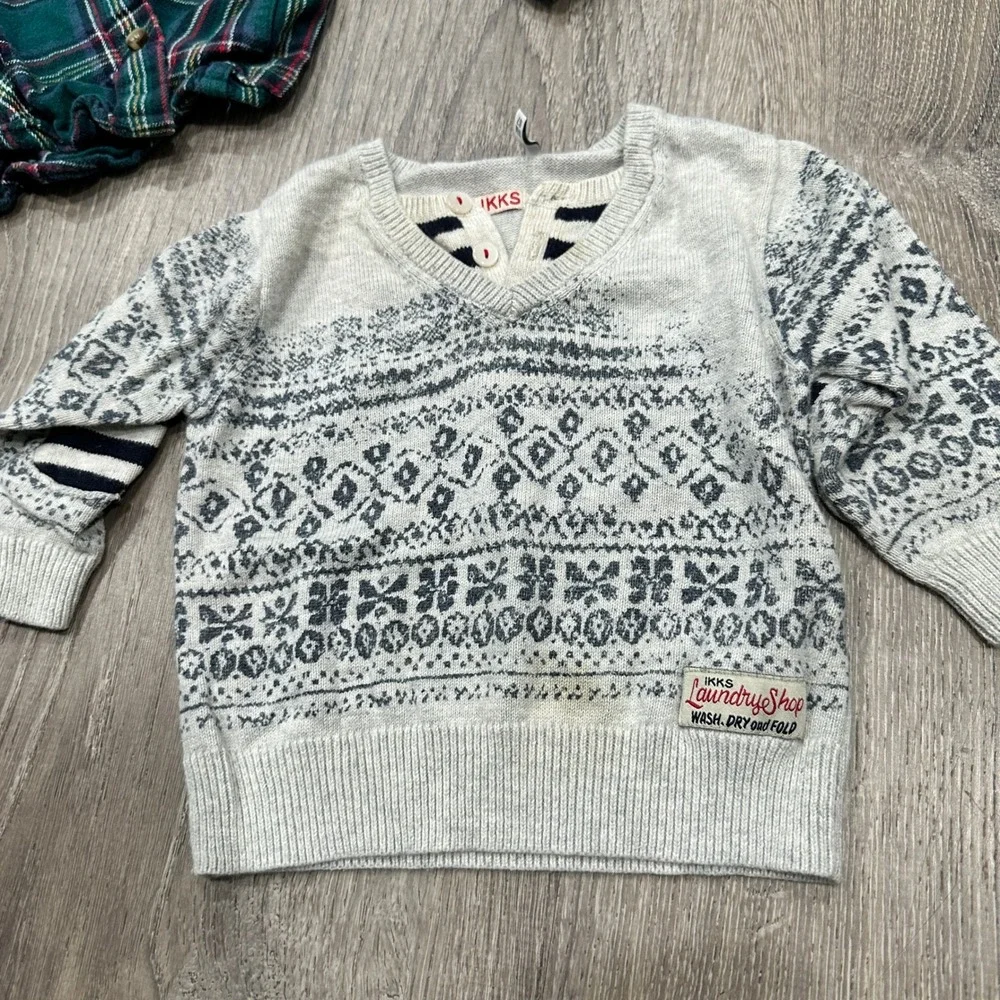 Baby Boy 6M Bundle Lot IKKS Sweater DPAM North 6 months Kids Shirt Plaid Swaddle